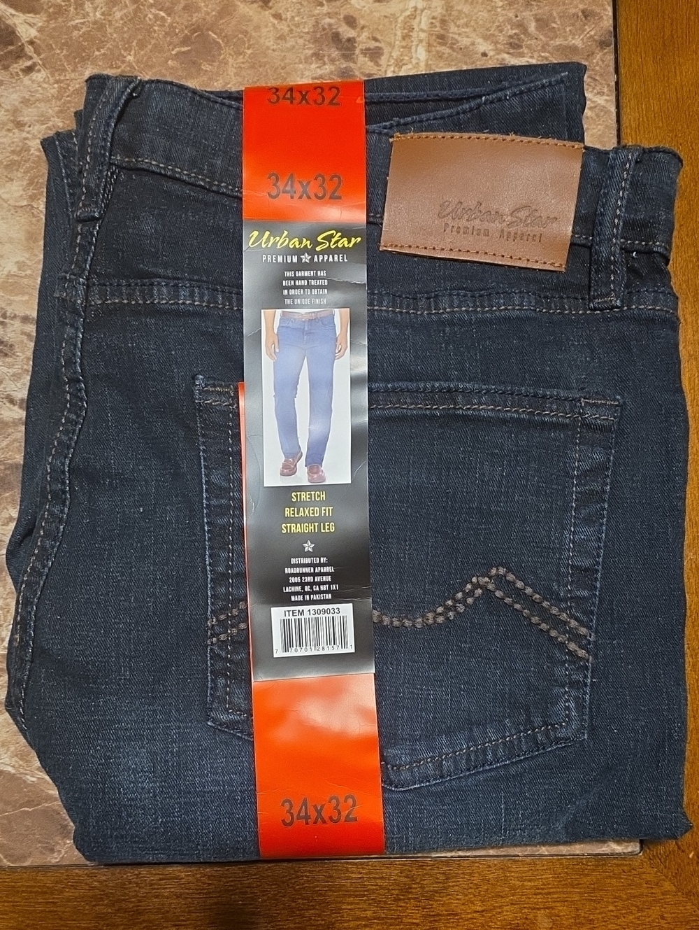 Urban Star Men’s Relaxed Straight Leg Jeans - Dark Indigo